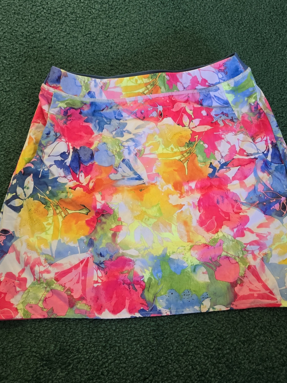 Polo Ralph Lauren Golf Stretch Pull On Skort Skirt Watercolor Floral Tie Dye